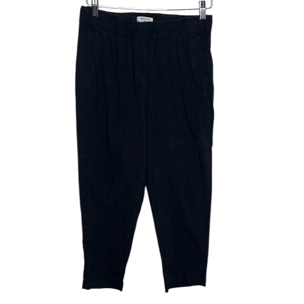 Aritzia Babaton Errol Black Linen Tapered Pants Women Size M